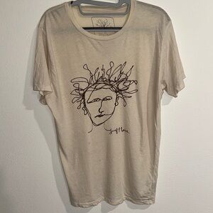 Elle Cream Men  Short‎ Sleeve Tee with Artistic Line Design 100% Organic Cotton